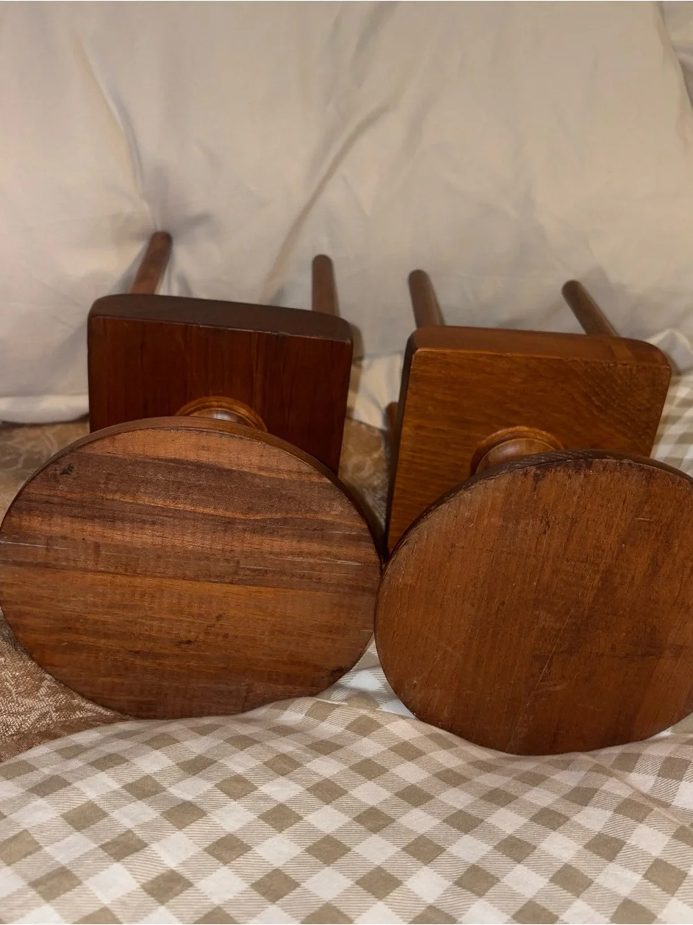 Vintage 1970s Wooden Candle Holders – Matching Pair-hurricane’s not included
